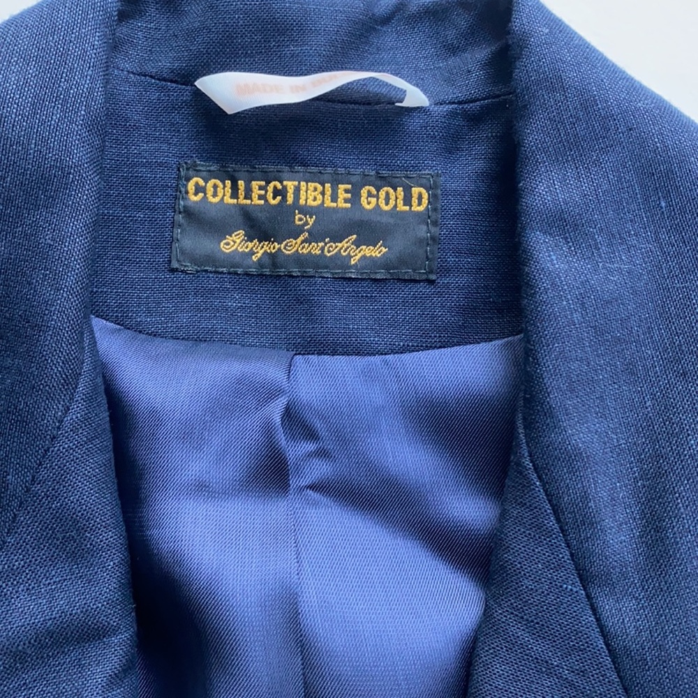 Vintage Navy Linen Blazer - Picture 4 of 5